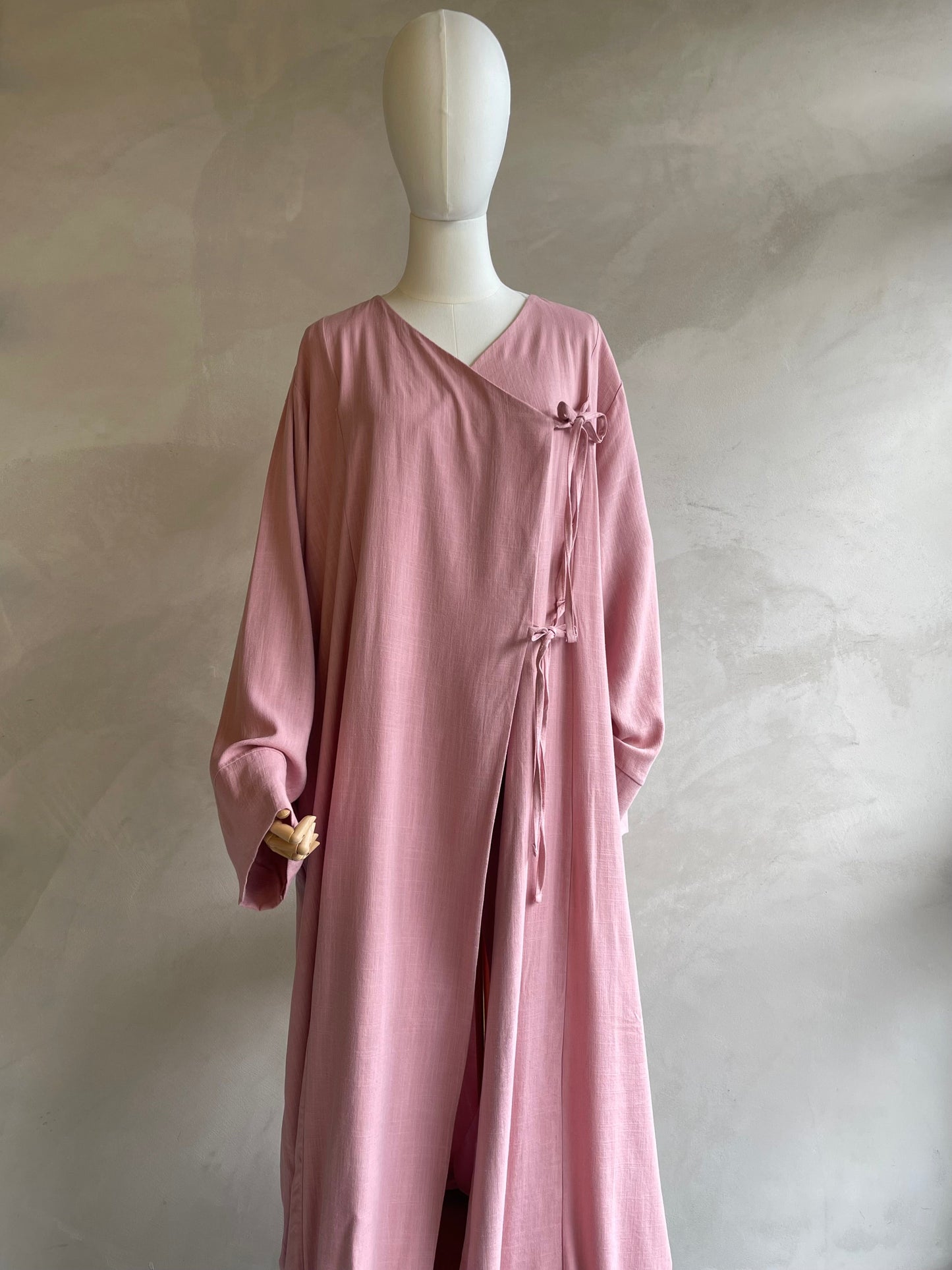 Blush Wrap Tie Abaya